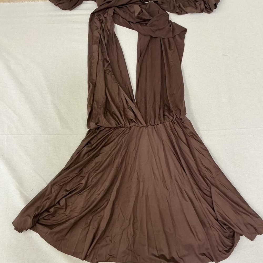 O.Bianca chocolate brown‎ mini dress
